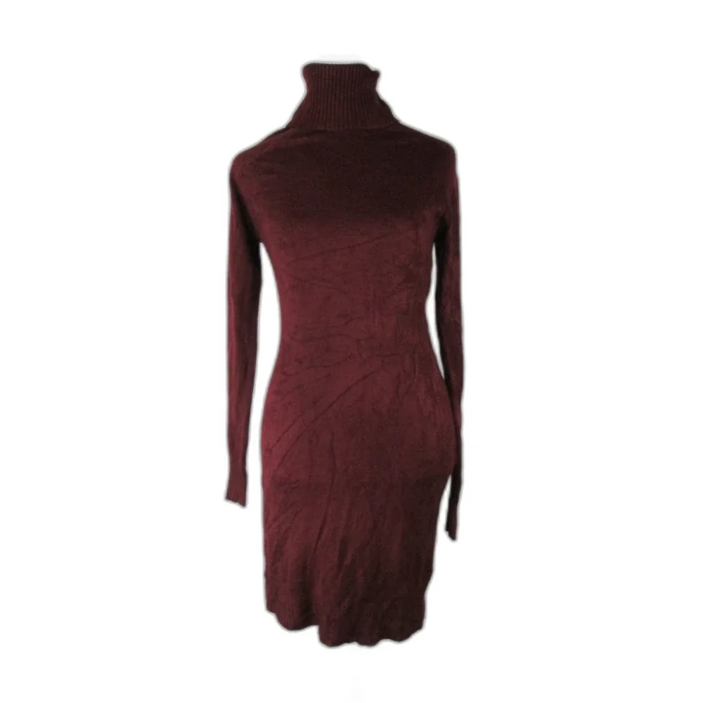 Forever 21 Sweater Dress Burgundy Turtleneck Long Sleeve Acrylic S (RK81) - Picture 2 of 10